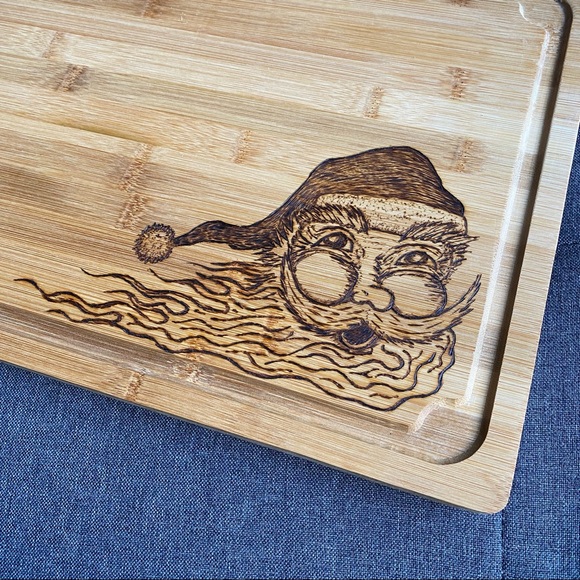 Hand Crafted Other - Woodburned SANTA Cutting board charcuterie created in our art studio